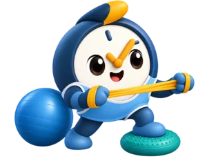 O mascote do Hora Combinada atendendo em fisioterapia