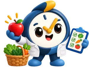 O mascote do Hora Combinada atendendo em nutrição